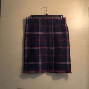 Blue & pink plaid skirt